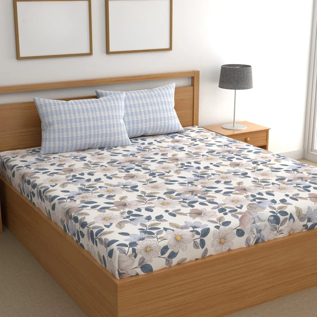 Breezy Slumber Cotton Blend Elastic Fitted Queen Bedsheet