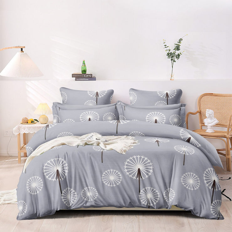 Grey Windmill Cotton Blend Elastic Fitted King Bedsheet