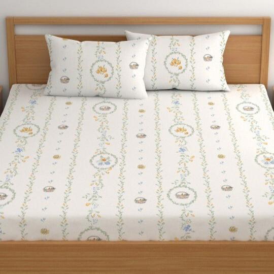 Alphines Gardens Cotton Blend Elastic Fitted King Bedsheet