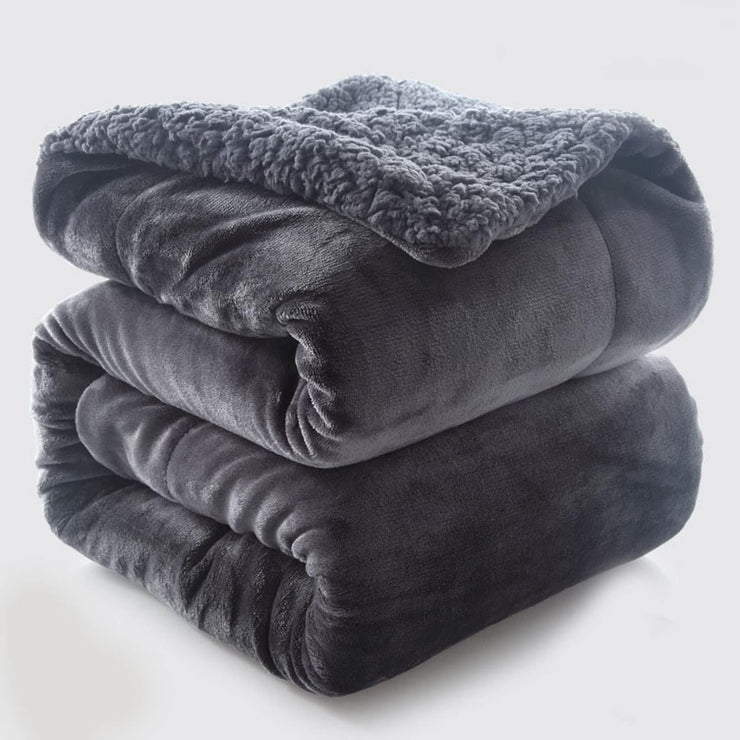 Sherpa California King Size Reversible 2in1 Blanket - Charcoal