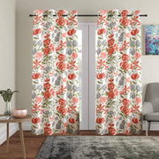 Flora Red Duck Cotton Jaipuri Printed Curtains (100% Cotton)
