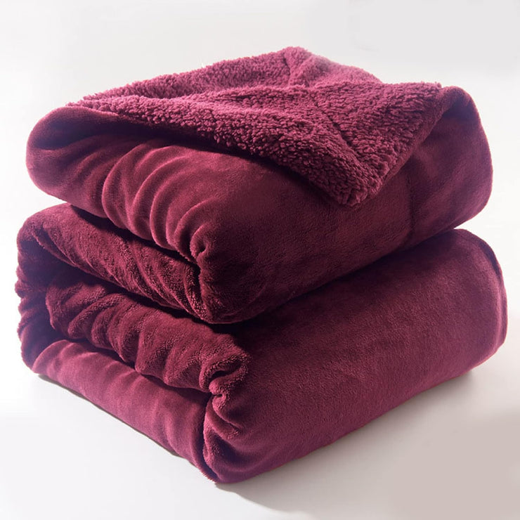 Sherpa California King Size Reversible 2in1 Blanket - Sangria