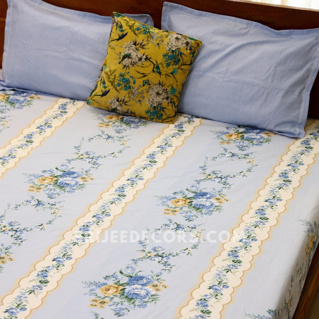 Crystal Bloom Cotton Blend Elastic Fitted King Bedsheet