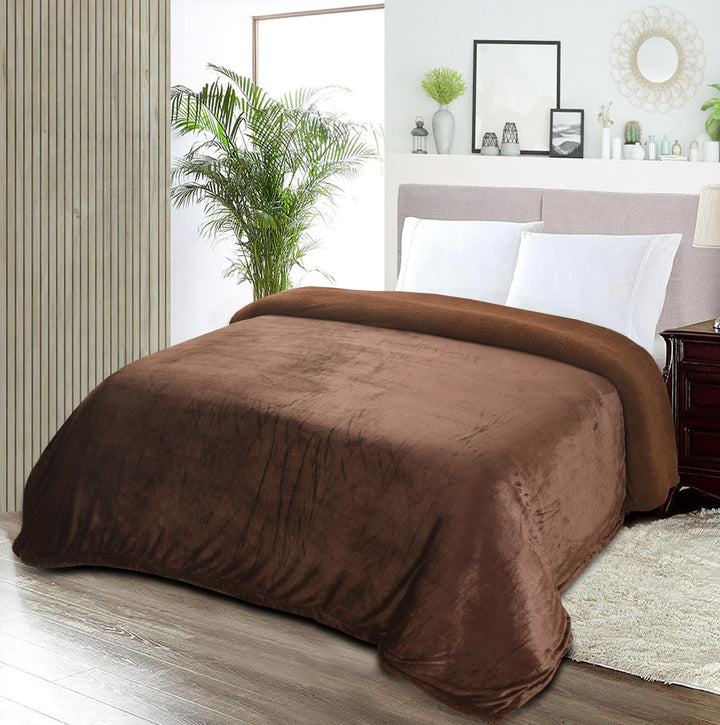 Sherpa California King Size Reversible 2in1 Blanket - Coffee
