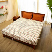 Orange Bail Cotton Blend Elastic Fitted King Bedsheet