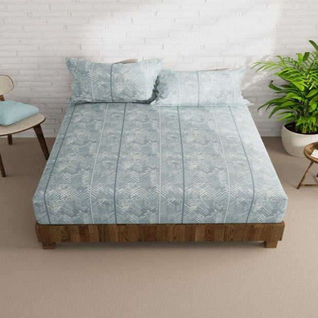 Aqua Green 210 TC Cotton Blend Flat King Bedsheet