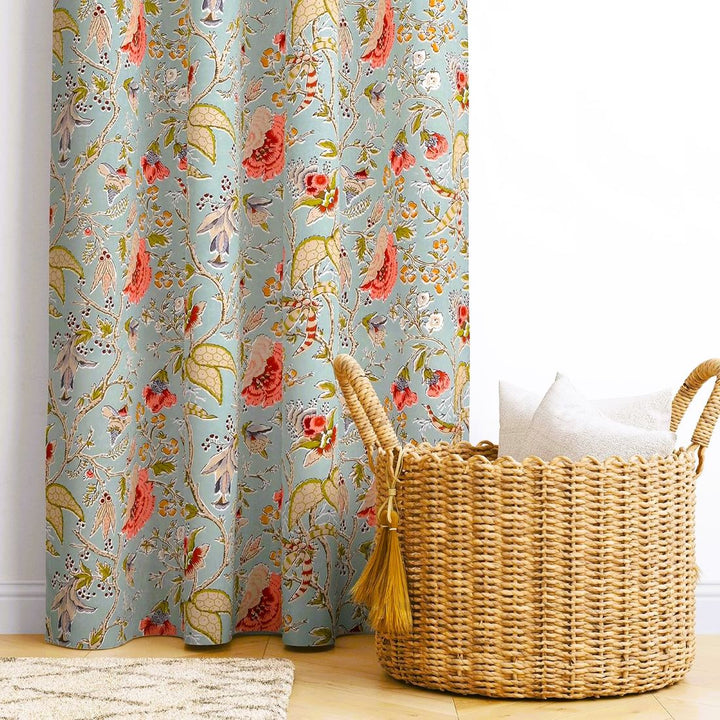Calicut Green Duck Cotton Jaipuri Printed Curtains (100% Cotton)