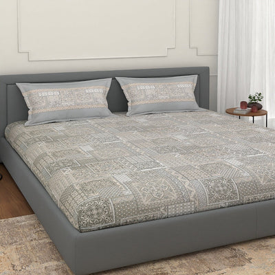 Senegal Luxury Elastic Fitted 300 TC King Size Bedsheet - Beige Mandana