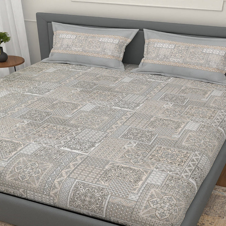 Senegal Luxury Elastic Fitted 300 TC King Size Bedsheet - Beige Mandana