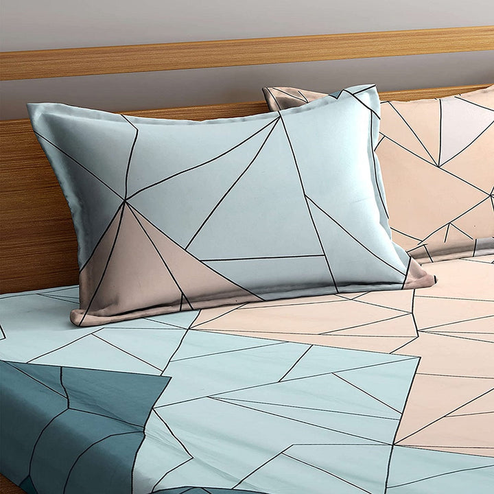 Green Shapes 210 TC Cotton Blend Flat King Bedsheet