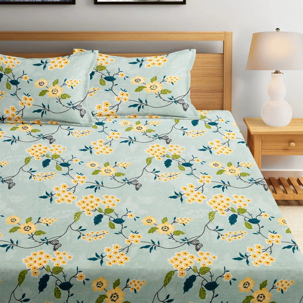 Yellow Bale 210 TC Cotton Blend Flat King Bedsheet