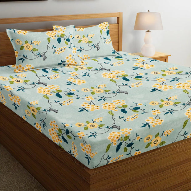 Yellow Bale 210 TC Cotton Blend Flat King Bedsheet