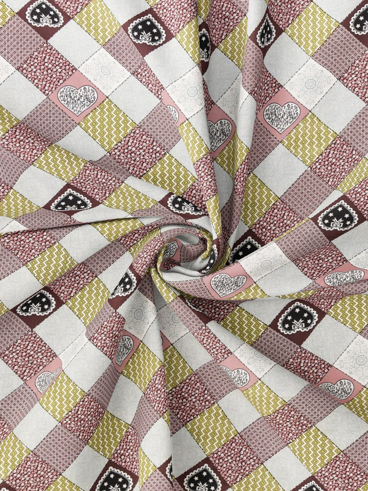 Diamond Checks 210 TC Cotton Blend Elastic Fitted Queen Bedsheet