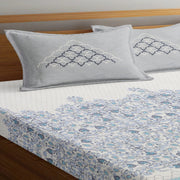 Blue Heritage Premium 100% Cotton Elastic Fitted Bedsheet