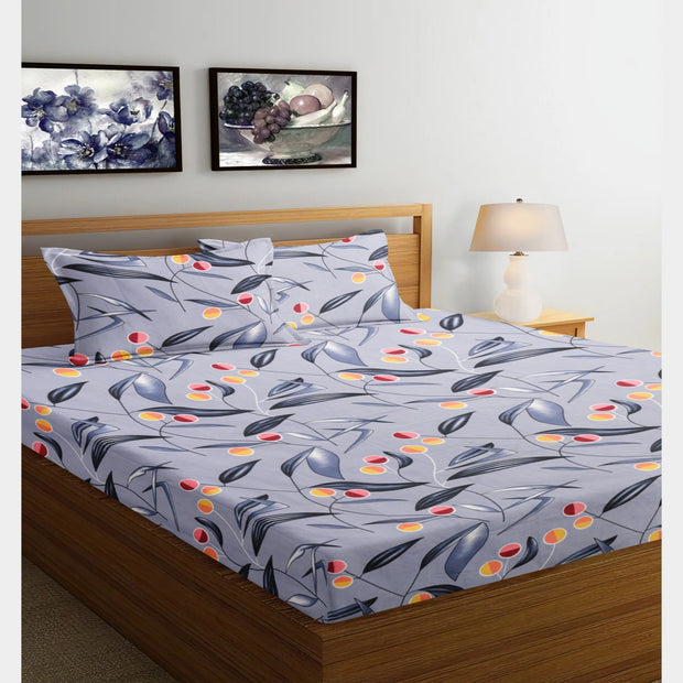 Indi Floral 210 TC Cotton Blend Flat King Bedsheet