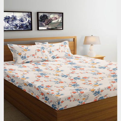 Colorful Bagh 210 TC Cotton Blend Flat King Bedsheet