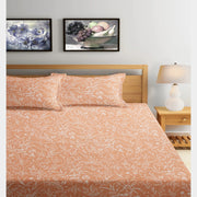 Orange Candy Cotton Blend Elastic Fitted Queen Bedsheet