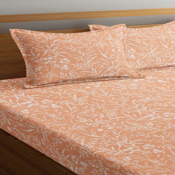 Orange Candy Cotton Blend Elastic Fitted Queen Bedsheet