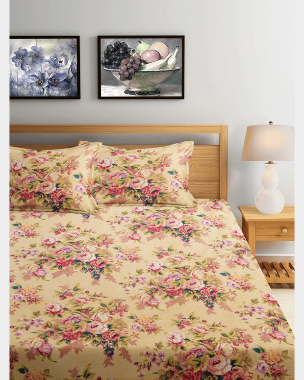 Bunch Bouquet 210 TC Cotton Blend Flat King Bedsheet