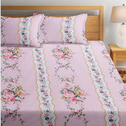 Pink Boom Floral Cotton Blend Elastic Fitted King Bedsheet