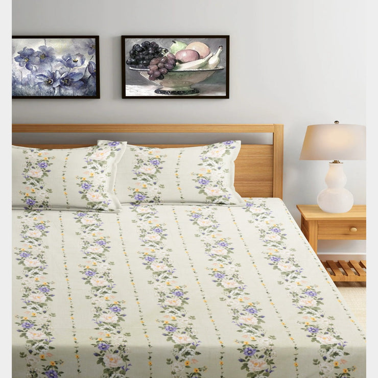 Green Bale Cotton Blend Flat King Bedsheet