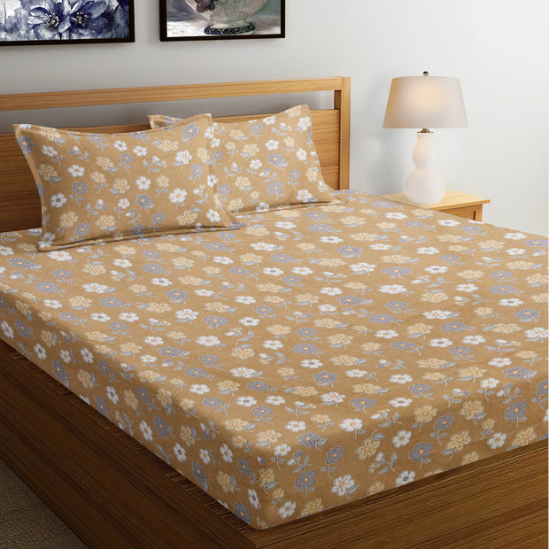 Floral Reverence 210 TC Cotton Blend Flat King Bedsheet