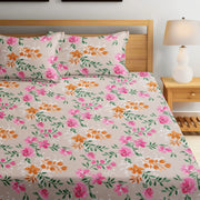 Verdant Blooms Cotton Blend Elastic Fitted Queen Bedsheet