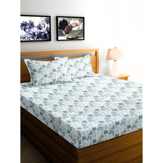 Summer Prints Premium 100% Cotton Elastic Fitted Bedsheet - 400 TC