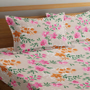 Verdant Blooms 210 TC Cotton Blend Flat King Bedsheet