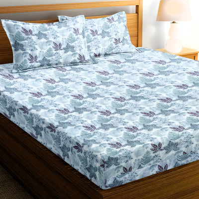 Summer Prints Premium 100% Cotton Elastic Fitted Bedsheet - 400 TC