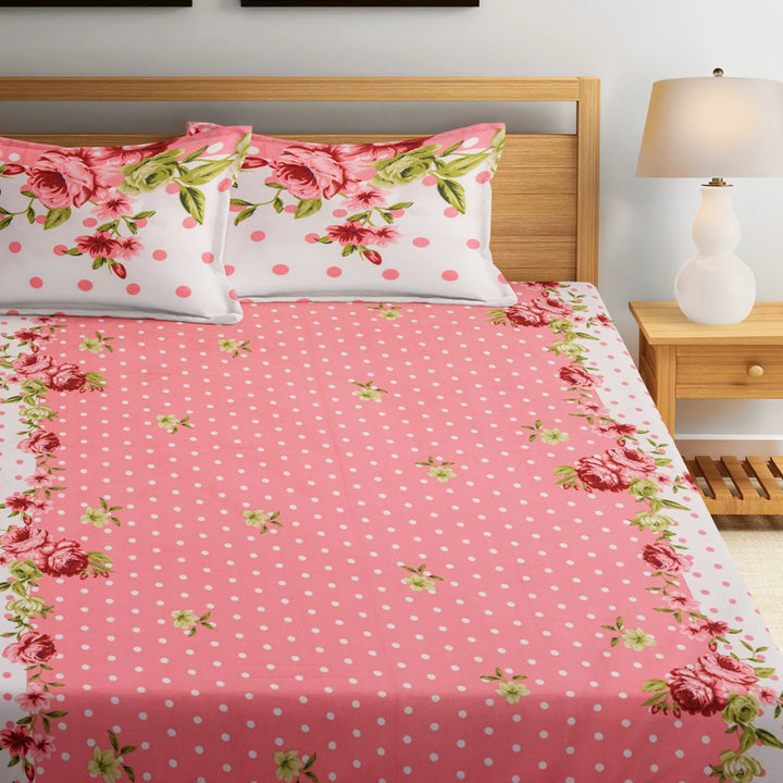 Floral Rhapsody 210 TC Cotton Blend Flat King Bedsheet