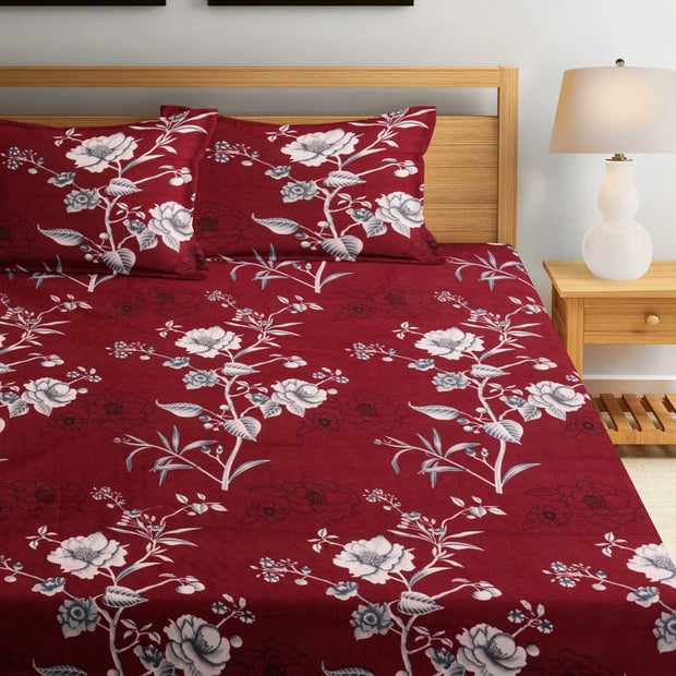 Botanic Serenity Cotton Blend Elastic Fitted Queen Bedsheet
