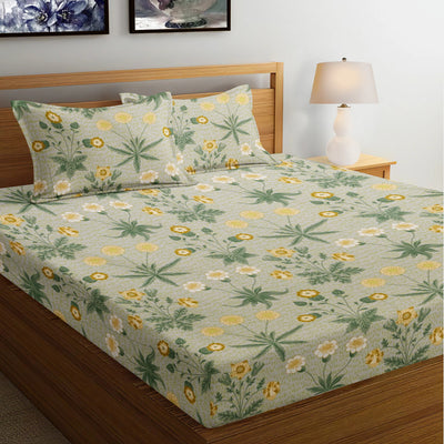 Radiant Blossoms 210 TC Cotton Blend Flat King Bedsheet