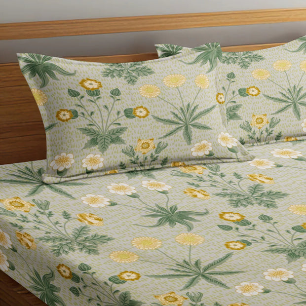 Radiant Blossoms 210 TC Cotton Blend Flat King Bedsheet