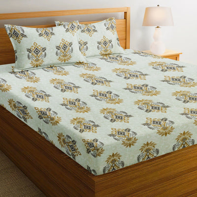 Summer Vibes Premium 100% Cotton Elastic Fitted Bedsheet - Yellow