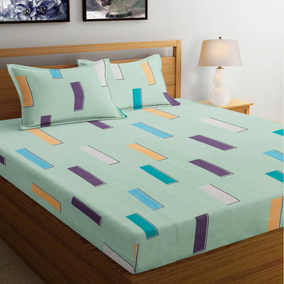 Blue Blossom 210 TC Cotton Blend Flat King Bedsheet