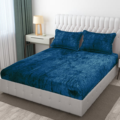 Rama Blue Warm Winter Flannel Fitted King Bedsheet