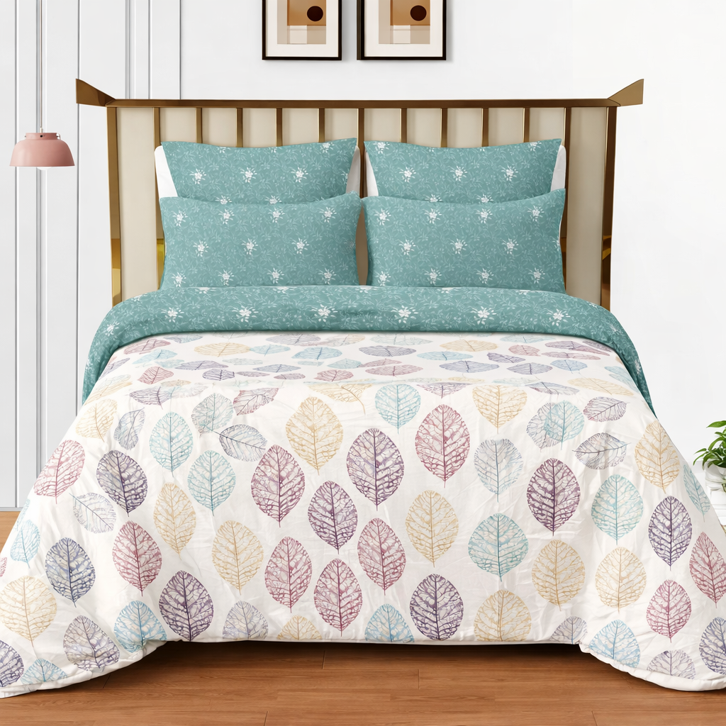 Multicolor Leaflet 180 GSM AC Room Reversible Double Bed Comforter