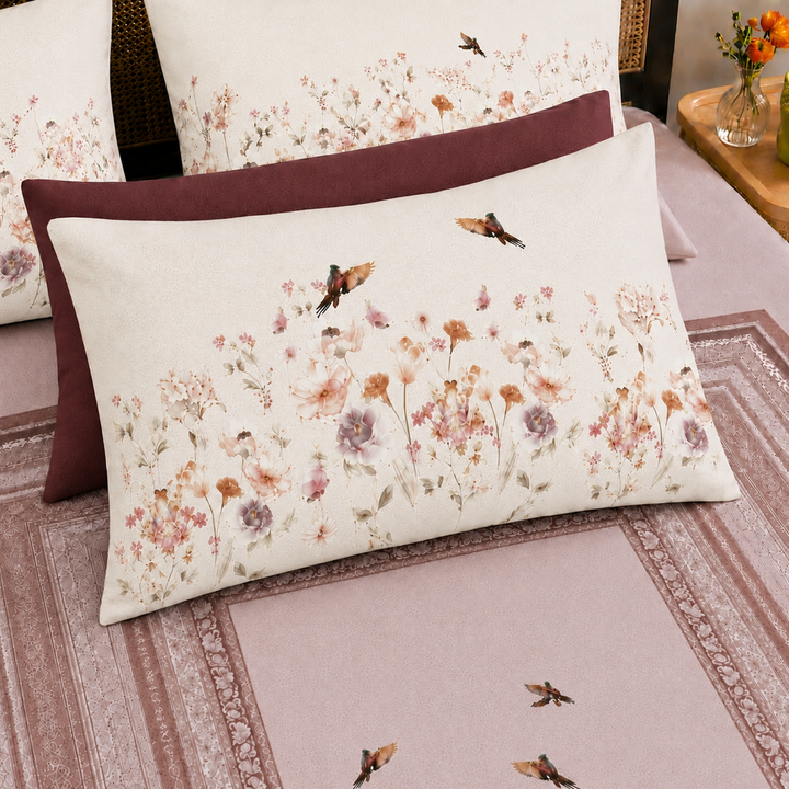 Phoolwari Cotton King Bedsheet - 250 TC