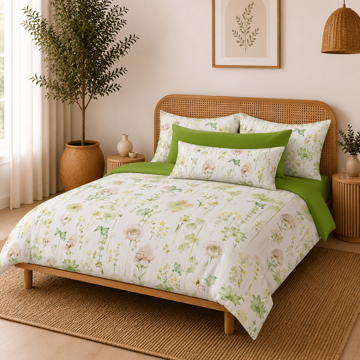 Rainy Garden Cotton King Elastic Fitted King Bedsheet