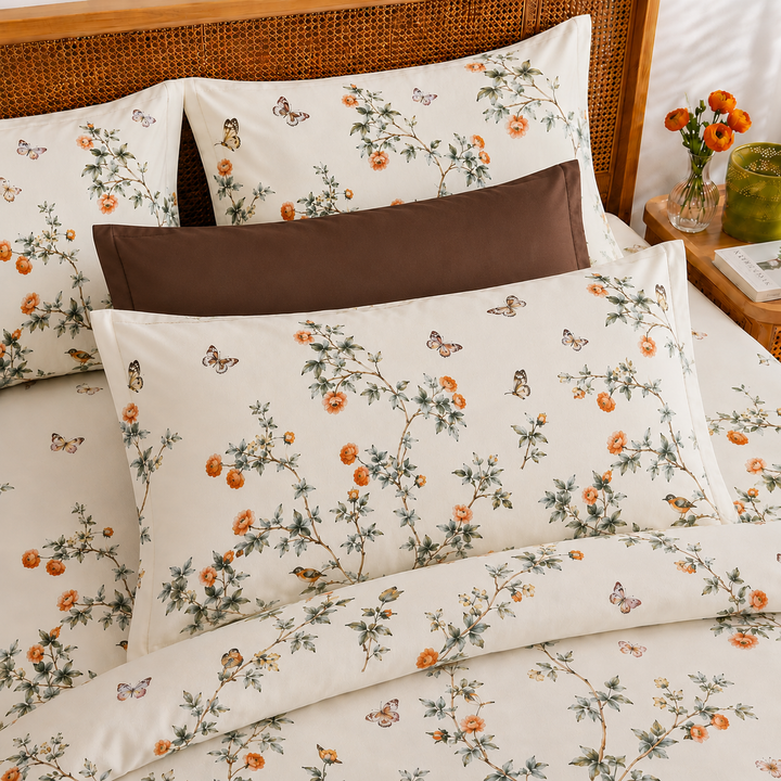 Sunrise Flower Cotton King Bedsheet - 250 TC