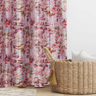 Luxurious Digital Printed Faux Silk Heavy Curtains - Pink