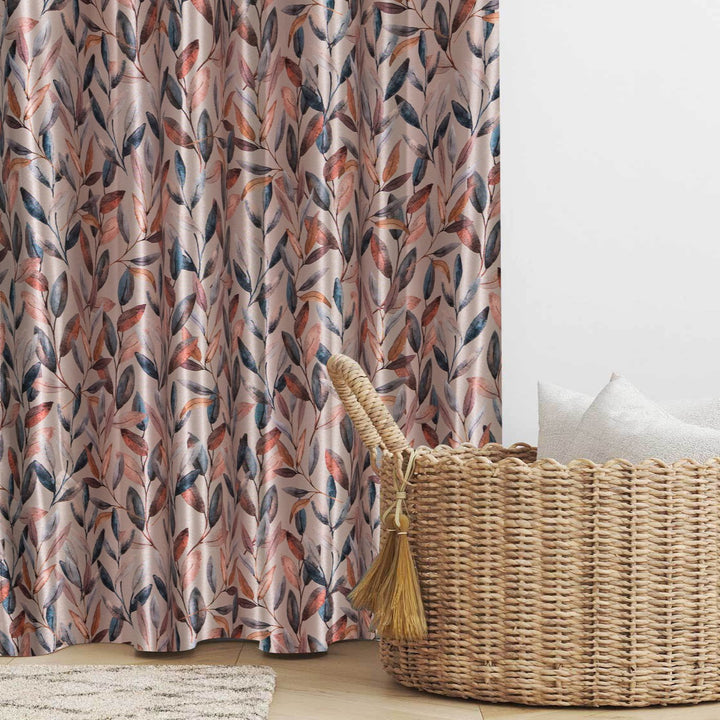 Smart Drape Digital Printed Faux Silk Heavy Curtains - Rust