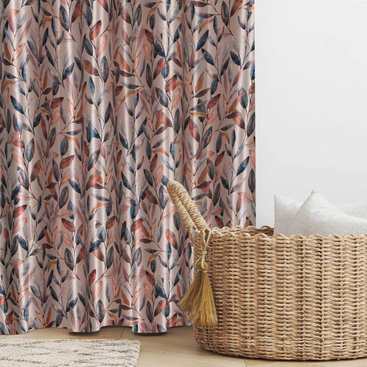 Smart Drape Digital Printed Faux Silk Heavy Curtains - Rust