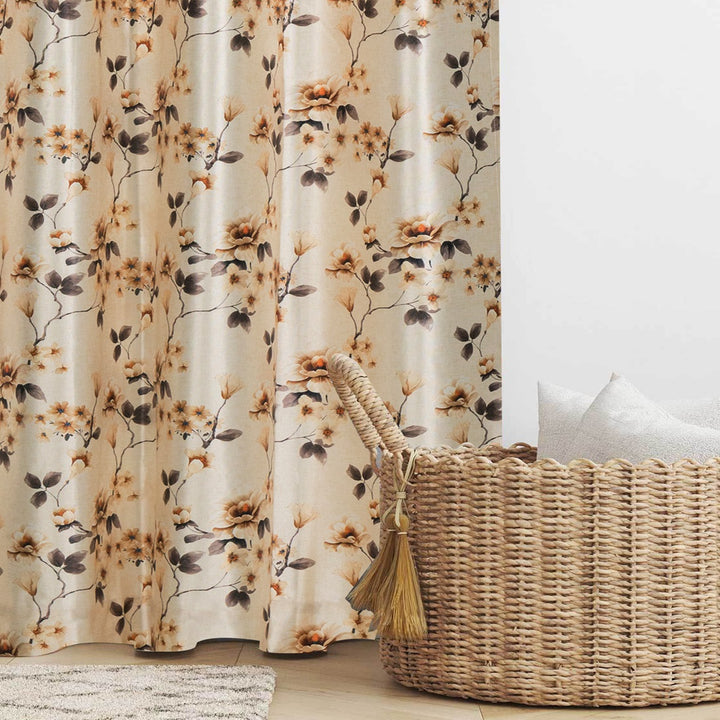 Luxurious Digital Printed Faux Silk Heavy Curtains - White Bale
