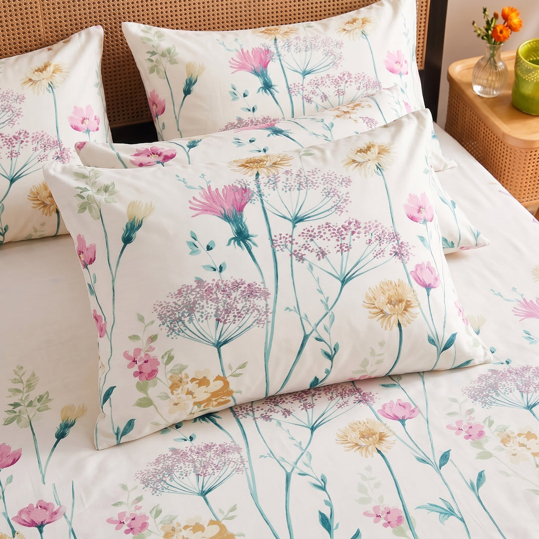 Wildflower Whisper Cotton King Bedsheet - 250 TC