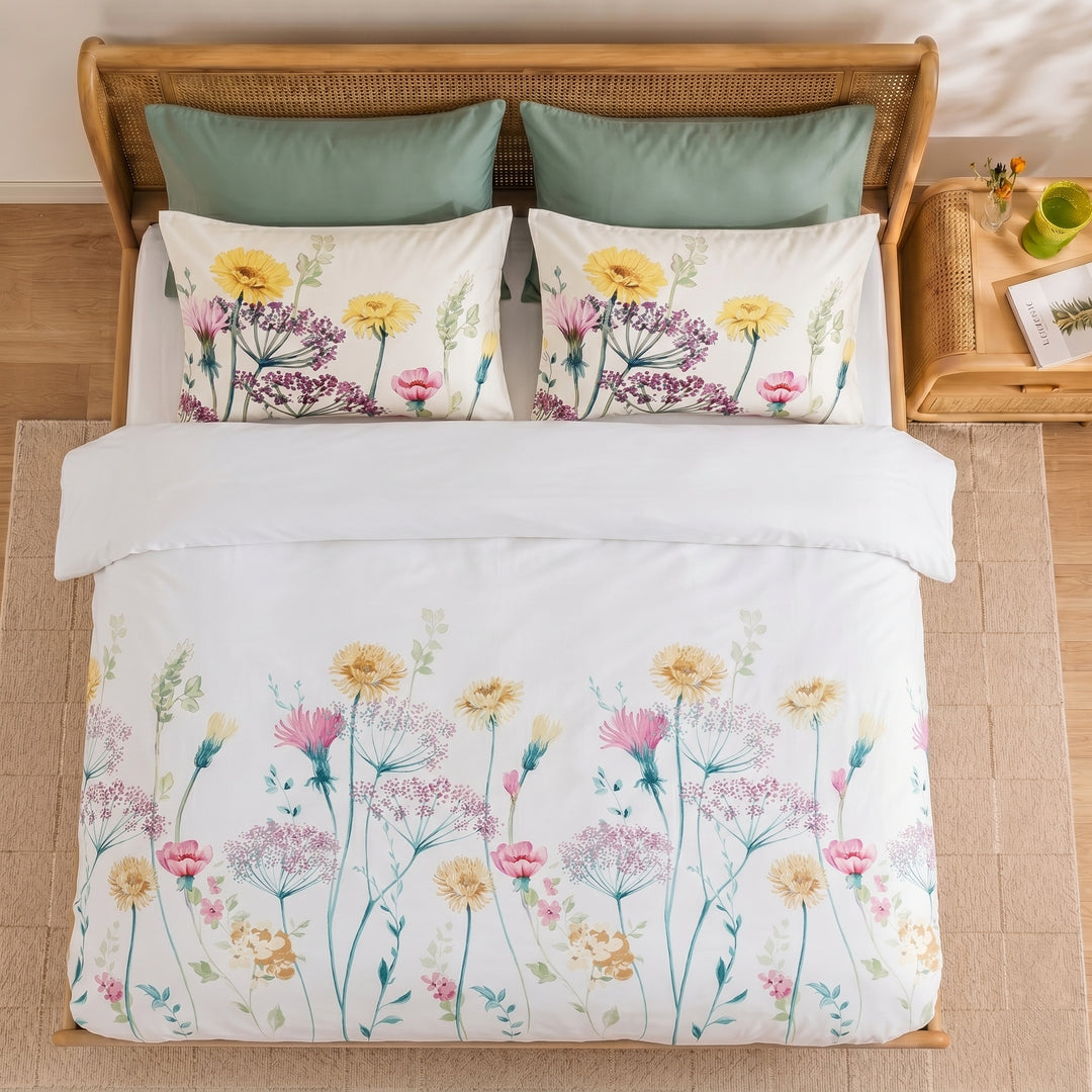 Wildflower Whisper Cotton King Bedsheet - 250 TC