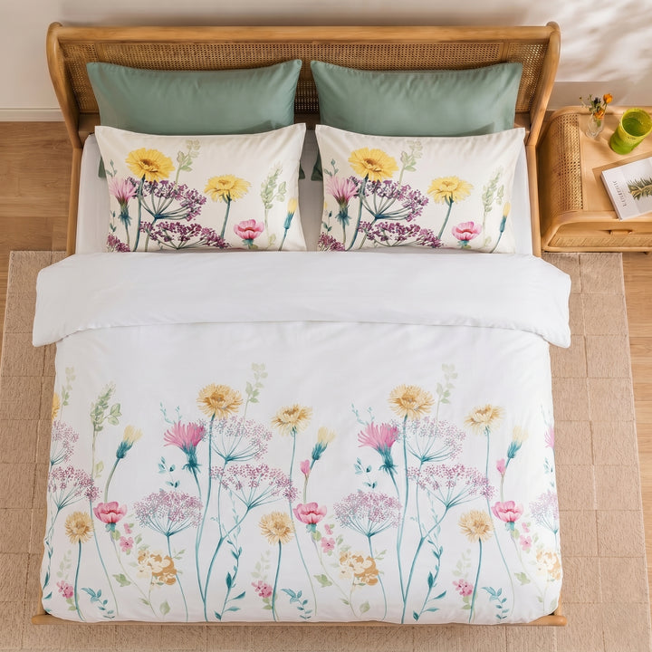 Wildflower Whisper Cotton King Bedsheet - 250 TC