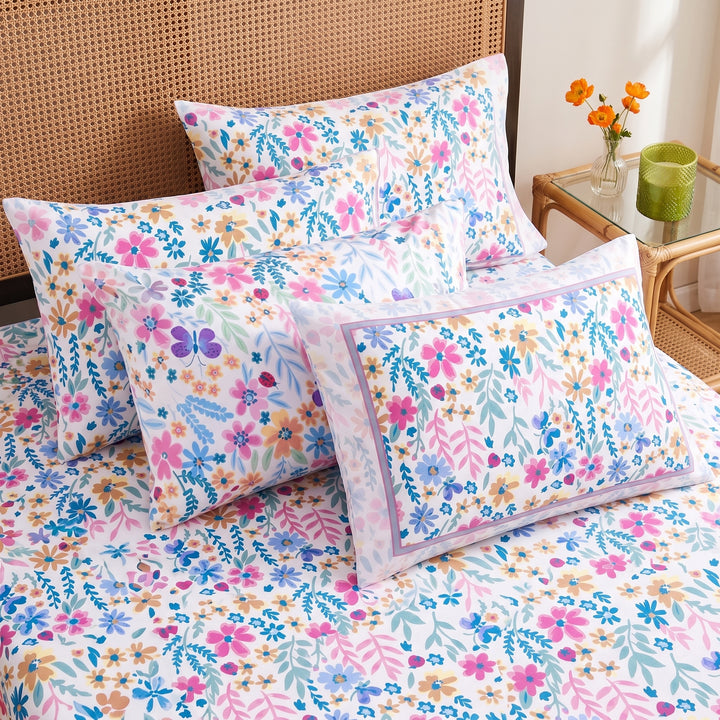Colorful Butterflies Cotton King Bedsheet - 250 TC