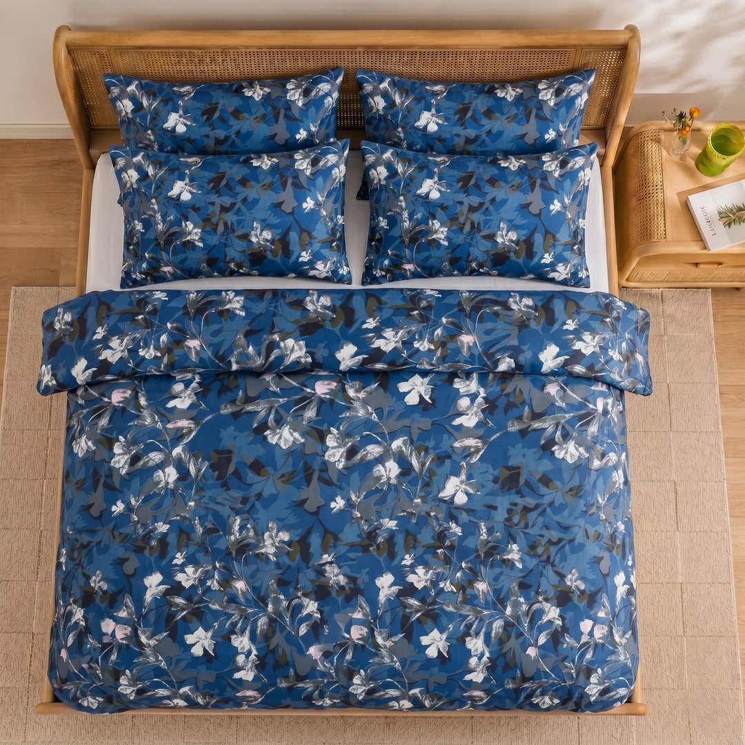 Ocean Whisper Cotton King Bedsheet - 250 TC